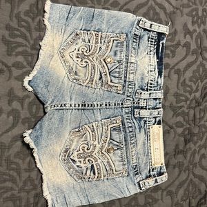 Rock revival distressed shorts